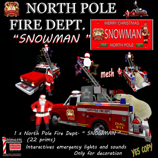 North Pole Fire Dept. " SNOWMAN " box