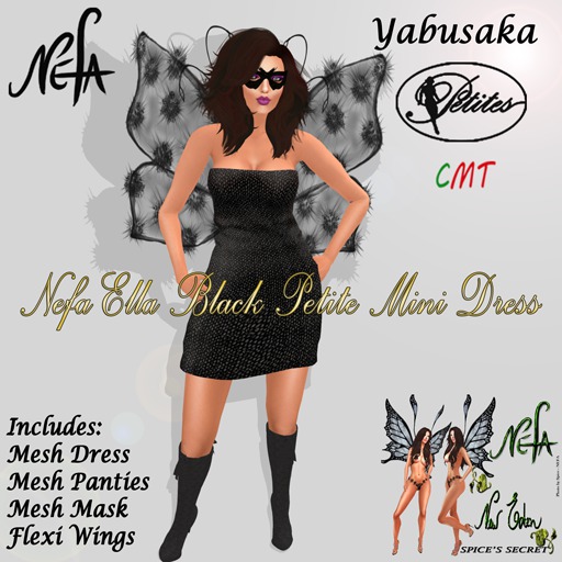 NEFA 141Y Ella Black Petite Mini Dress and Mesh Mask - Yabusaka
