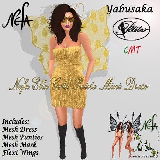 NEFA 141Y Ella Gold Petite Mini Dress - Yabusaka Bxd