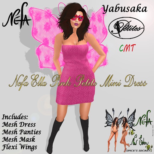 NEFA 141Y Ella Pink Petite Mini Dress and Mesh Mask - Yabusaka 