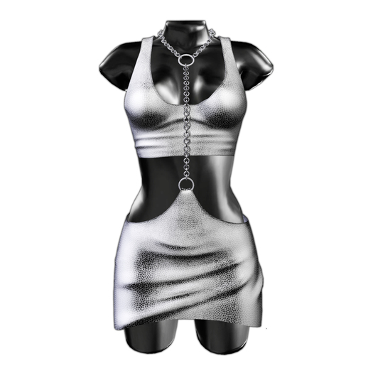 dress code black and white Metallic Chainmail Cowl Neck Dress Black main image 1