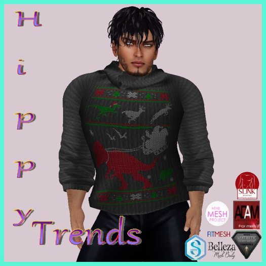 {HT} Grey Santa's T- Rex Sweater