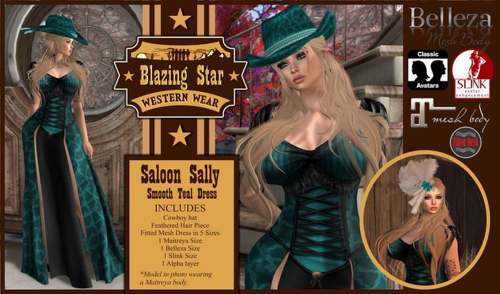 *BLAZING STAR*Saloon Sally - Smooth Teal