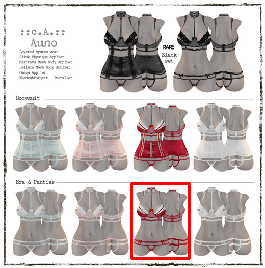 Second Life Marketplace c.A. Auno Bra & Panties *Red* [box]