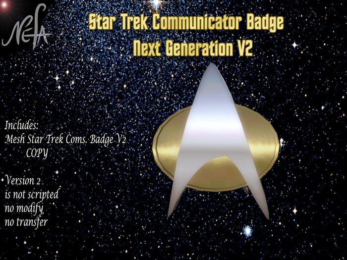 NEFA 136 Star Trek Next Gen. Communicator Badge V2 bxd