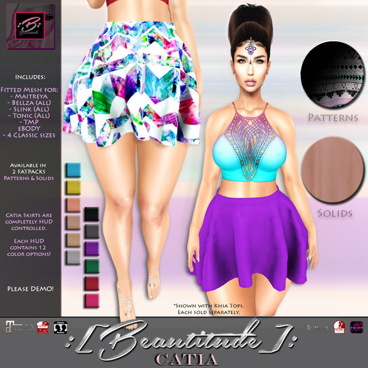 :[Beautitude]: Catia Skirts [Solids] (Add Me)