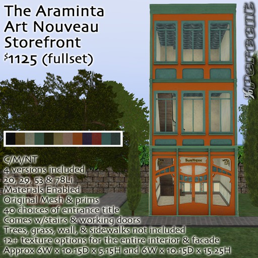 %Art Nouveau Storefront (FULL SET) *MESH* Delivery Box