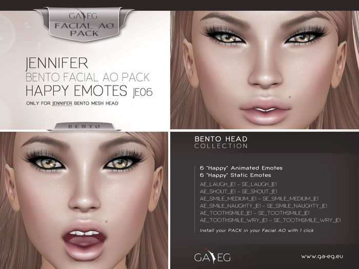 Second Life Marketplace - DISCOUNTED !!! [GA.EG] Jennifer Bento Facial ...