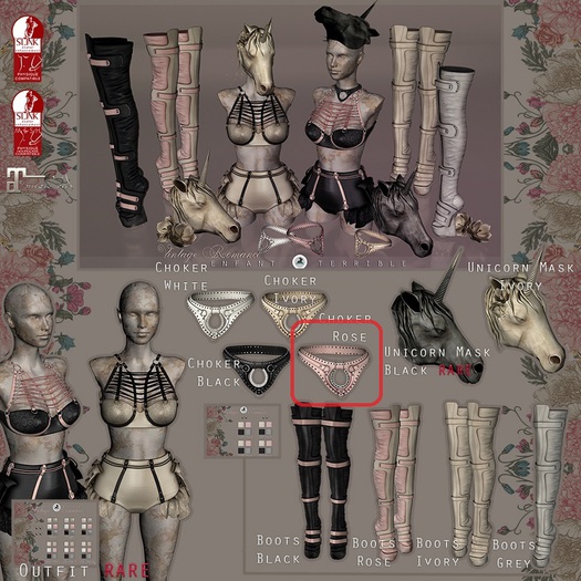 .ET. Vintage Romance Choker Rose