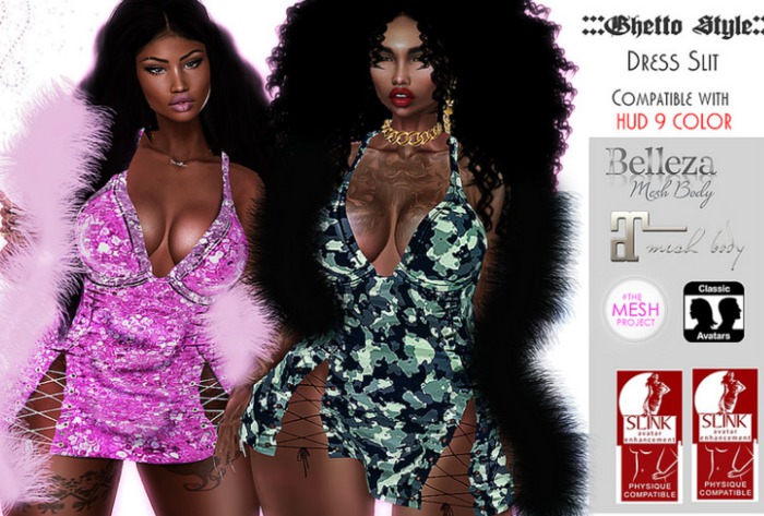 :::GHETTO STYLE ::: Dress Slit Hud 9 Color