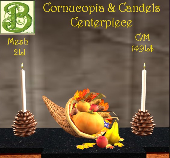 BGU7 Cornucopia & Candels Centerpiece