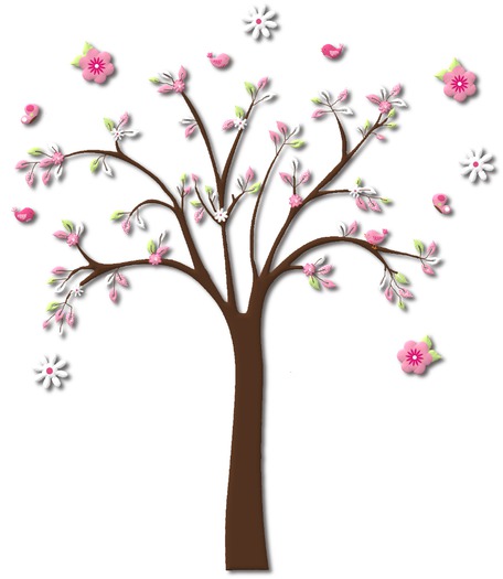 Kids Wall Decor - Butterfly Flowers Tree