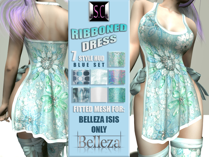 .:S.C:. Silky Ribboned Dress - Blue Set - Belleza Isis