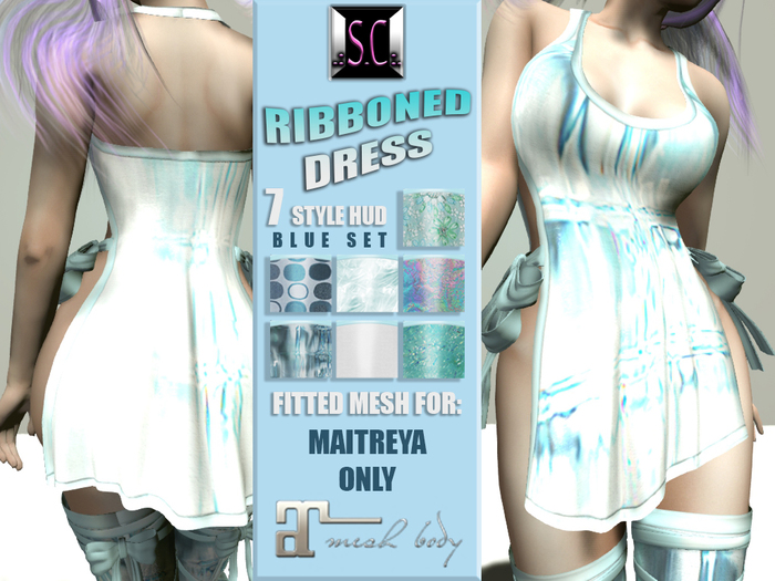 .:S.C:. Silky Ribboned Dress - Blue Set - Maitreya