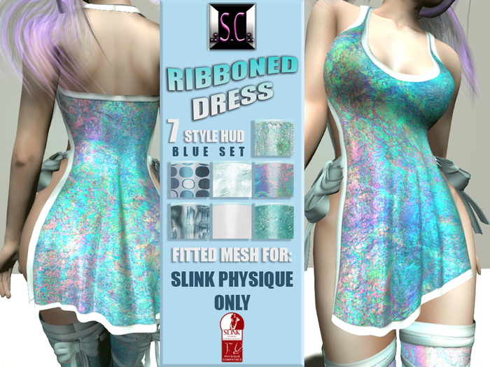 .:S.C:. Silky Ribboned Dress - Blue Set - Slink Physique