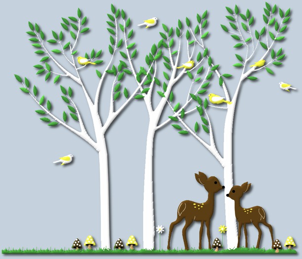 Kids Wall Decor - Friendly Deer Tree