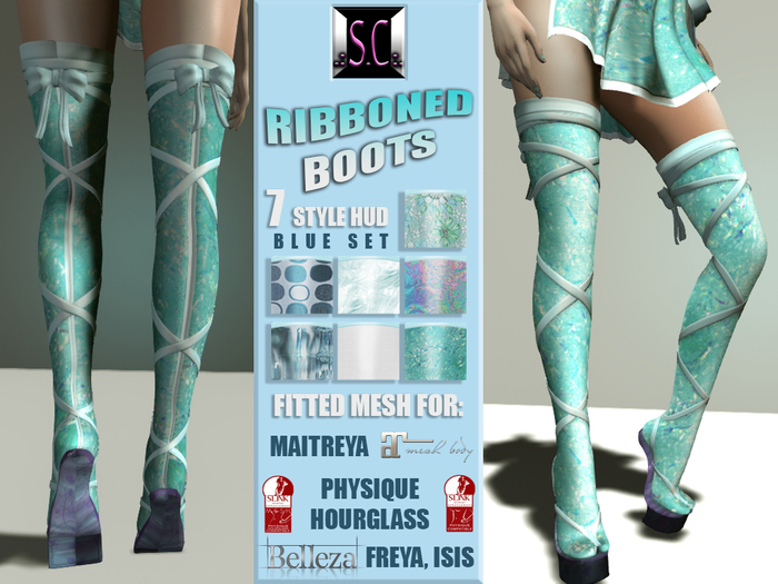 .:S.C:. Silky Ribboned Boots - Blue Set - All Bodies
