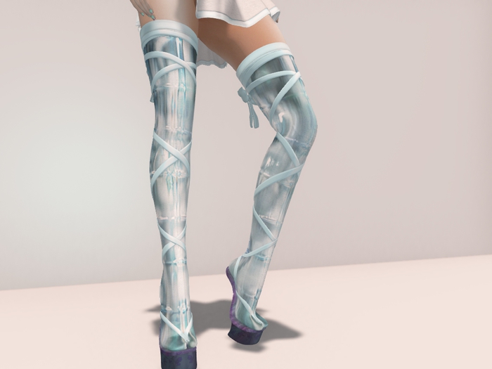 .:S.C:. Silky Ribboned Boots - Blue Set - All Bodies (DEMO)