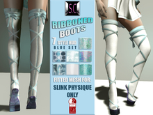 .:S.C:. Silky Ribboned Boots - Blue Set - Slink Physique