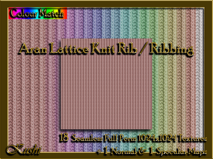 Aran Lattice Knit Rib / Ribbing Seamless Textures