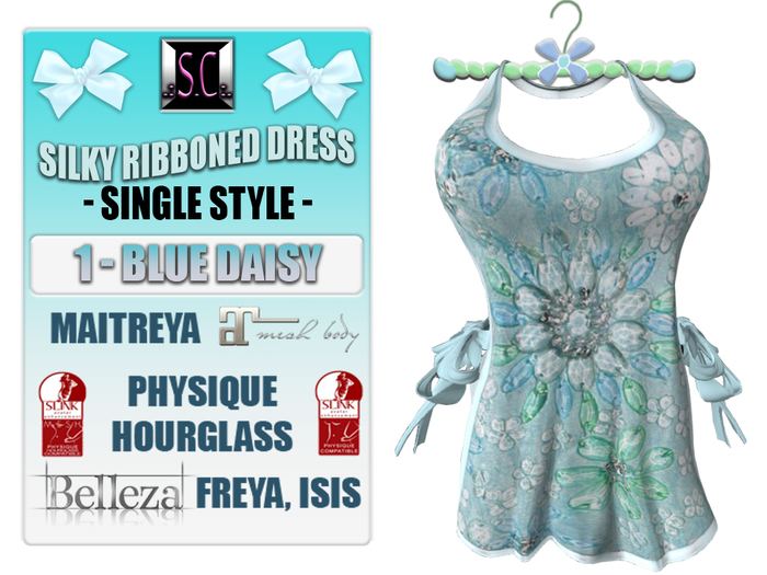 .:S.C:. Ribbon Dress - 1 - Blue Daisy