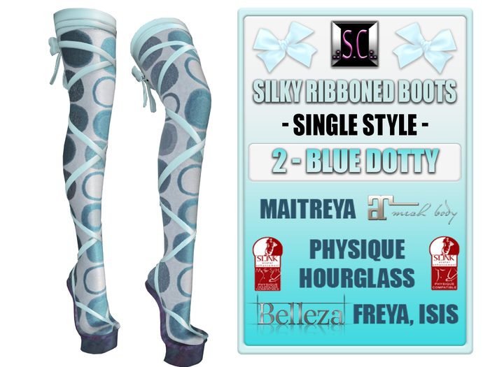 .:S.C:. Ribbon Boots - 2 - Blue Dotty
