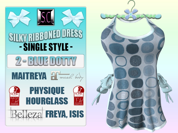 .:S.C:. Ribbon Dress - 2 - Blue Dotty