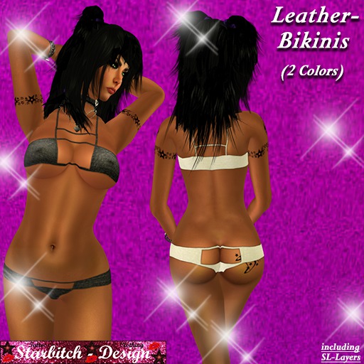 Leather-Bikinis Black+White (including Omega-Applier)