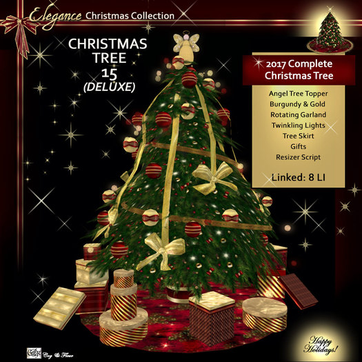 C&F Elegance Christmas Tree 15 w Tree Skirt & Presents - 8 LI