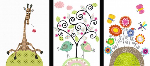 Kids Wall Decor - Silly Giraffe Trio