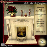 C&F Gold Marble Fireplace w Xmas Decor