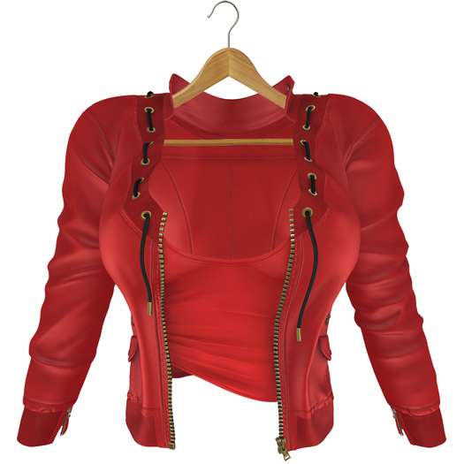 adorsy - Kristy Leather Jacket with Shirt Red - Maitreya