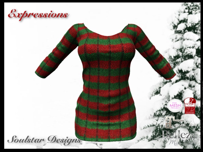 red and green sweater dress