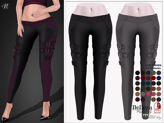 [hh] Cat Fleece/Leather Pants