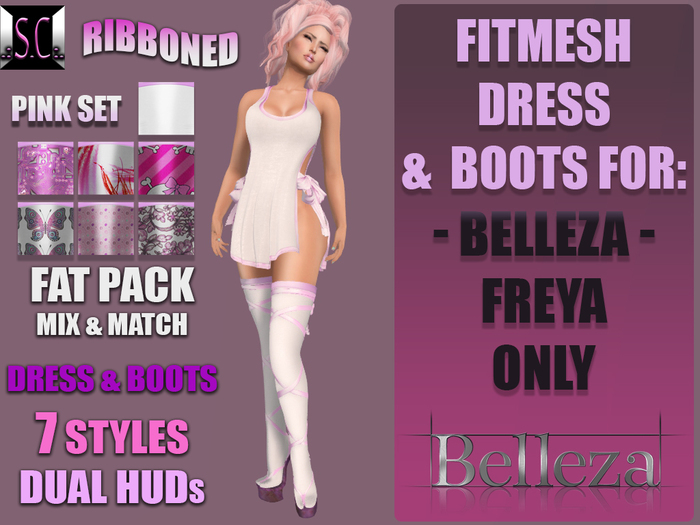 .:S.C:. Silky Ribboned - Pink Set - Belleza Freya