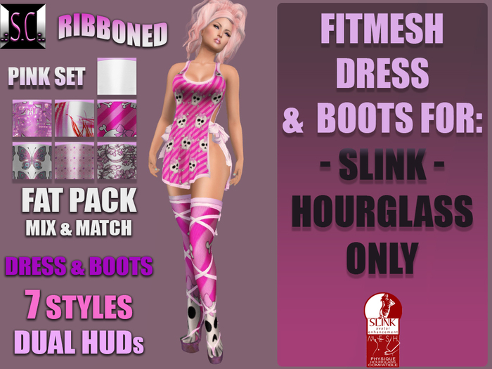 .:S.C:. Silky Ribboned - Pink Set - Slink Hourglass