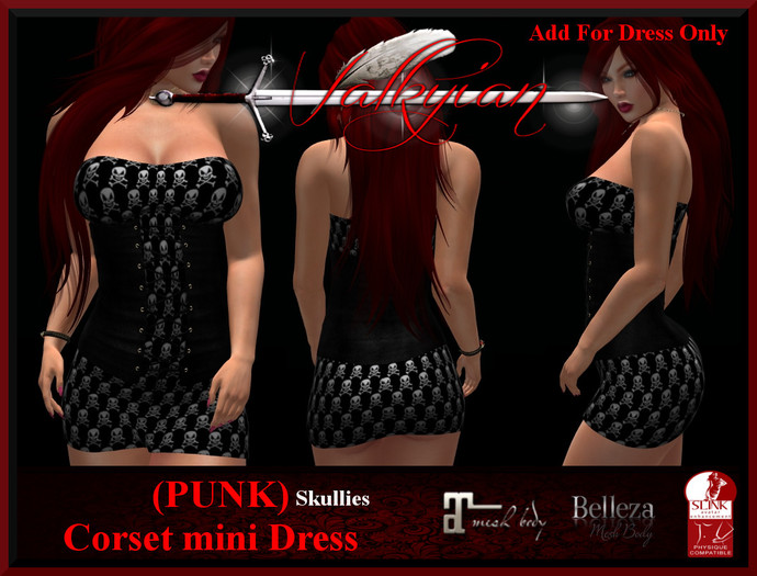 ~Valkyrian~(PUNK)Skullied Corset Mini Dress (BOXED)