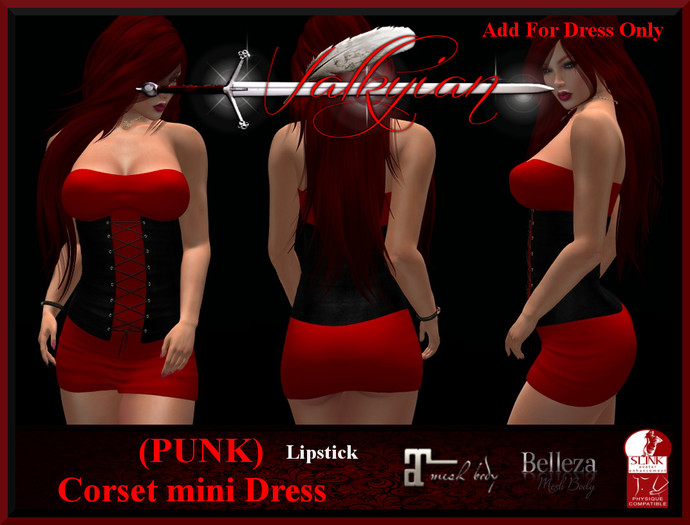 ~Valkyrian~(PUNK)Lipstick Corset Mini Dress (BOXED)