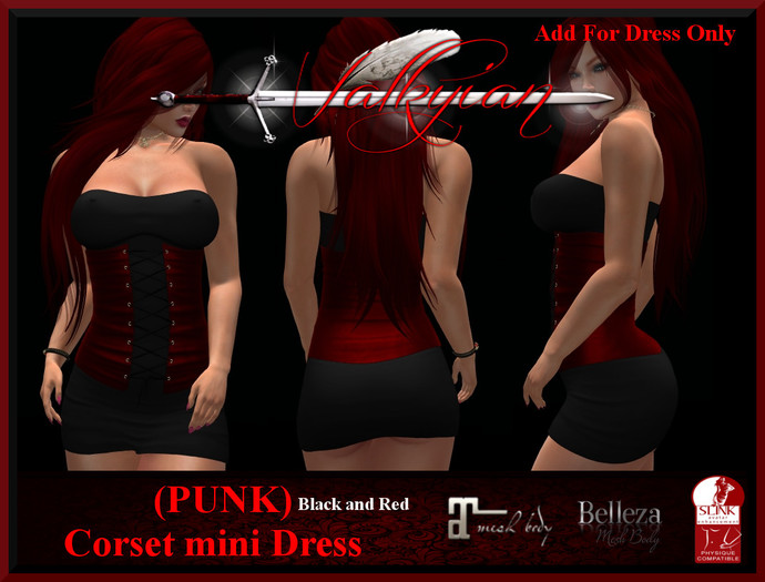 ~Valkyrian~(PUNK)Blk/Red Corset Mini Dress (BOXED)