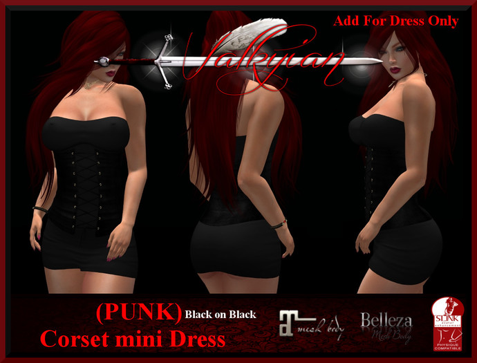 ~Valkyrian~(PUNK)Blk on Blk Corset Mini Dress (BOXED)