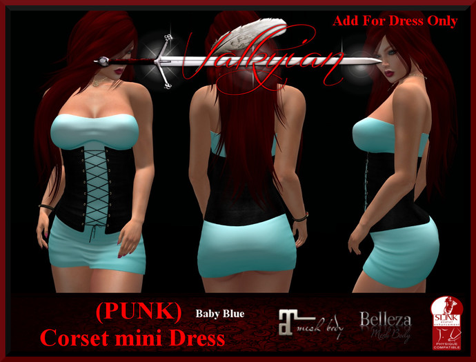 ~Valkyrian~(PUNK)B.Blue Corset Mini Dress (BOXED)