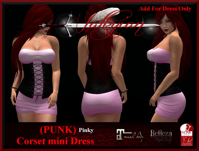 ~Valkyrian~(PUNK) Pink Corset Mini Dress (BOXED)