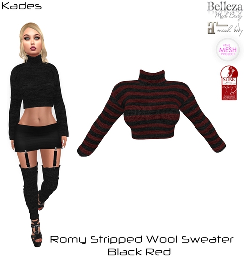 Kades - Romy Stripped Wool Sweater Black Red