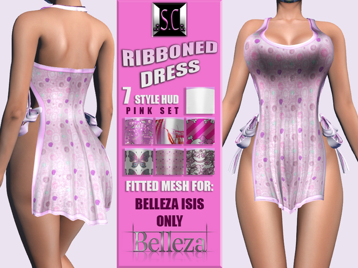.:S.C:. Silky Ribboned Dress - Pink Set - Belleza Isis