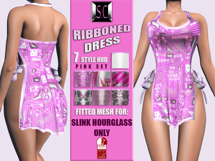 .:S.C:. Silky Ribboned Dress - Pink Set - Slink Hourglass