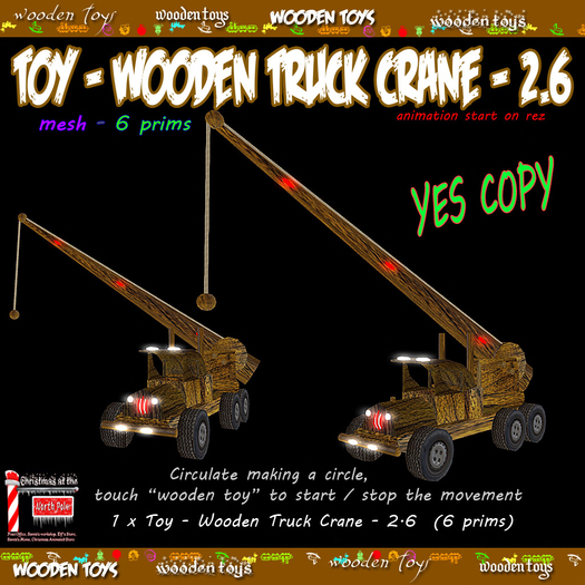 Toy - Wooden Truck Crane - 2.6  (box)