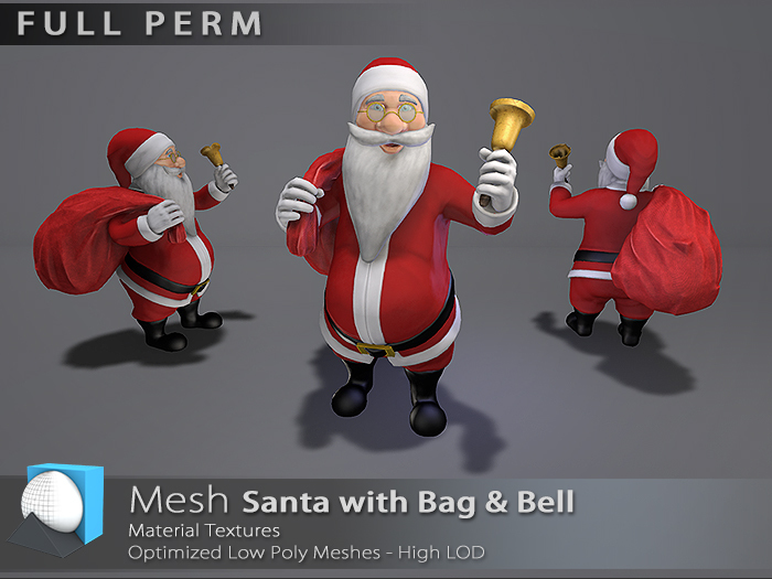 [Prim 3D] - Santa Bag & Bell "FULL PERM"