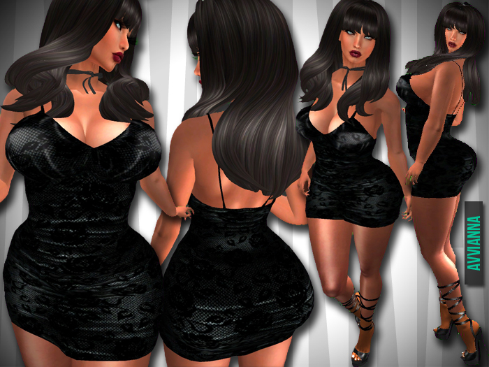 151 AVVIANNA - SLINK FITMESH BLACK LACE NETTING MINI DRESS