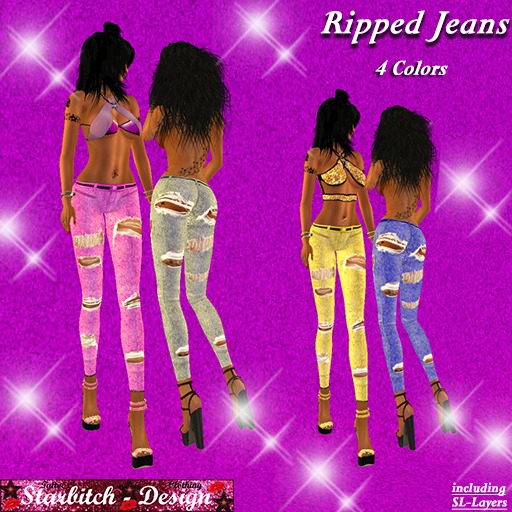 Ripped Jeans  Blue-Yellow