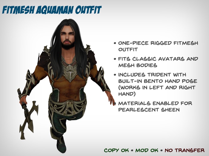 Fitmesh Aquaman Outfit with Trident